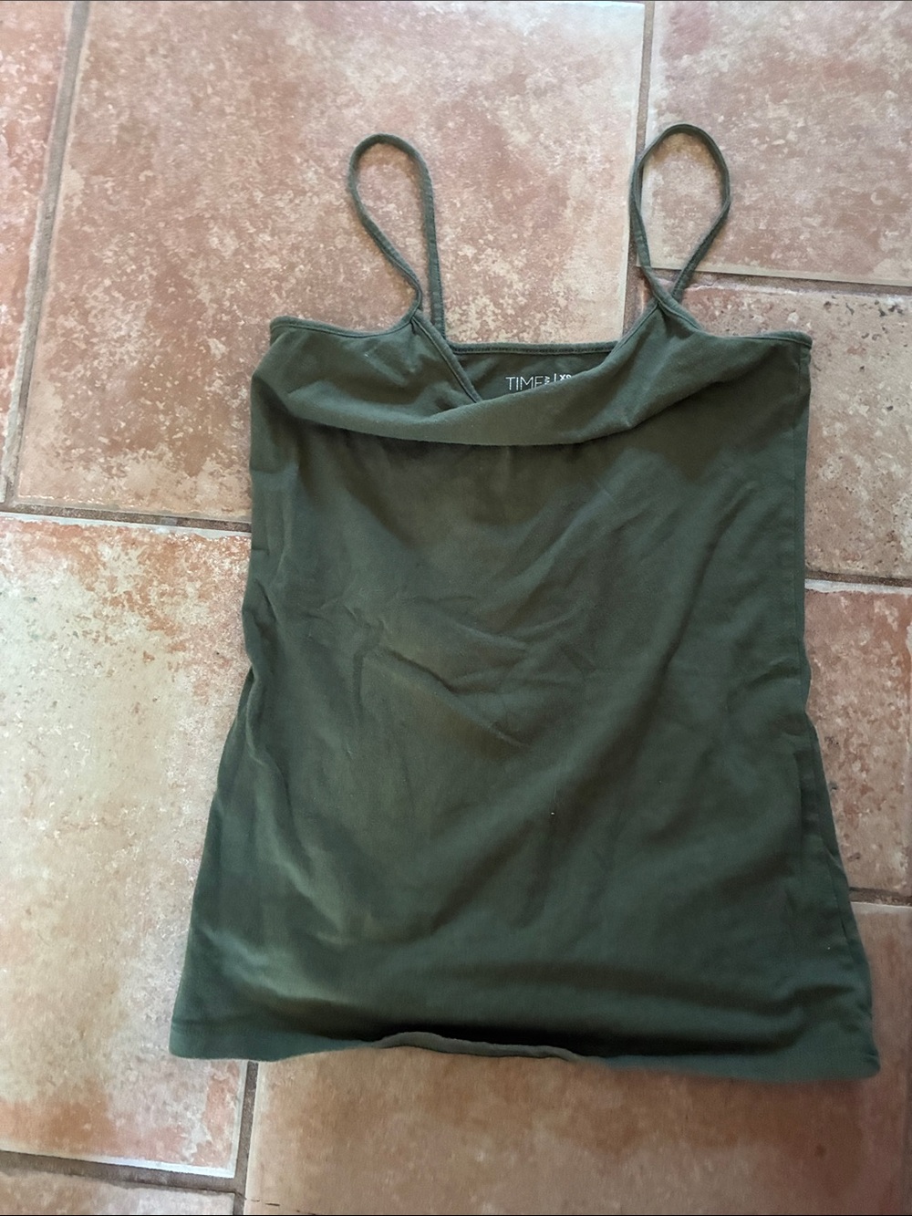 Time and Tru Olive Green Spaghetti Strap Camisole